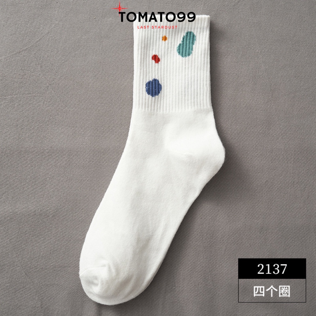 Tất trắng cao cổ nam nữ sét 10 đôi hoạ tiết pha sơn T40