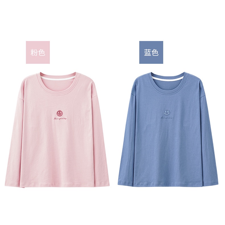 Bộ Đồ Ngủ Liền Thân Vải Cotton Mỏng Tay Dài Cổ Tròn Màu Trơn Thời Trang Xuân Thu Cho Nữ