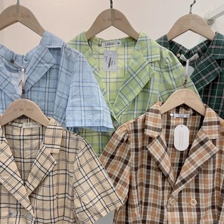 sơ mi kẻ cổ vest