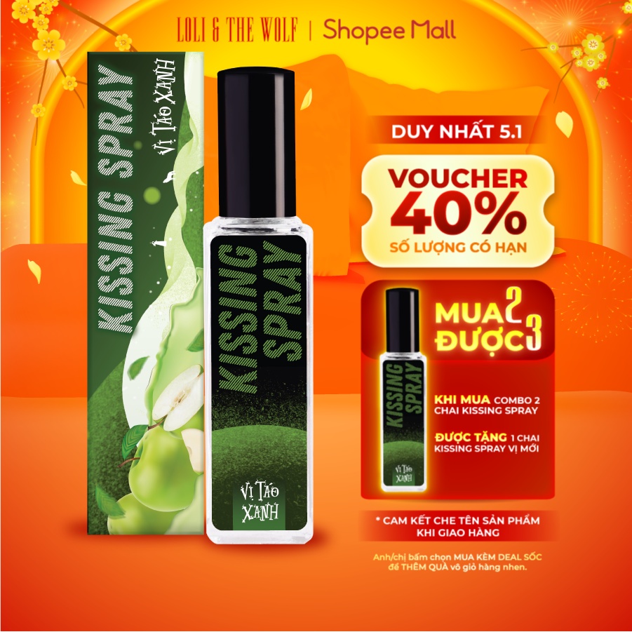 Xịt Thơm Miệng Kissing Spray Loli The Wolf Hương Táo Xanh Ngọt Thanh The