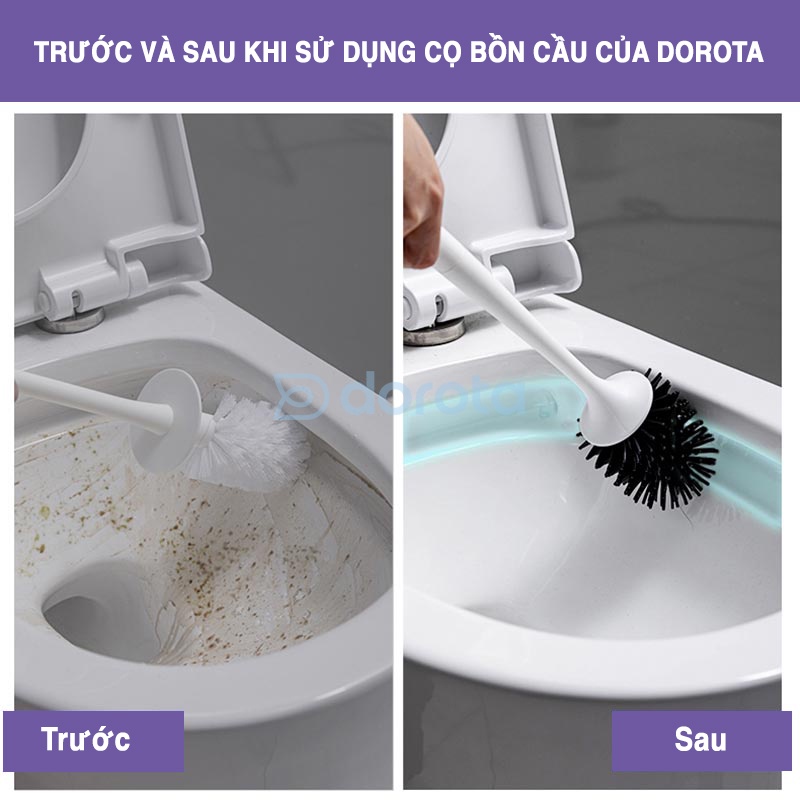 Cọ toilet nhà vệ sinh thông minh DOROTA chà bồn cầu silicon gắn tường không cần khoan AW651