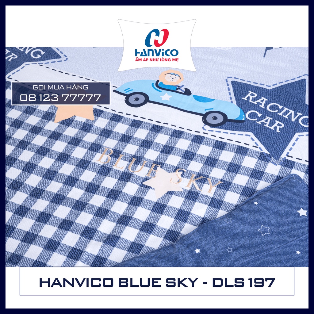 ☀️ Bộ Chăn Ga Gối ☀️ Hanvico Blue Sky DLS197, Chất liệu - Cotton cao cấp