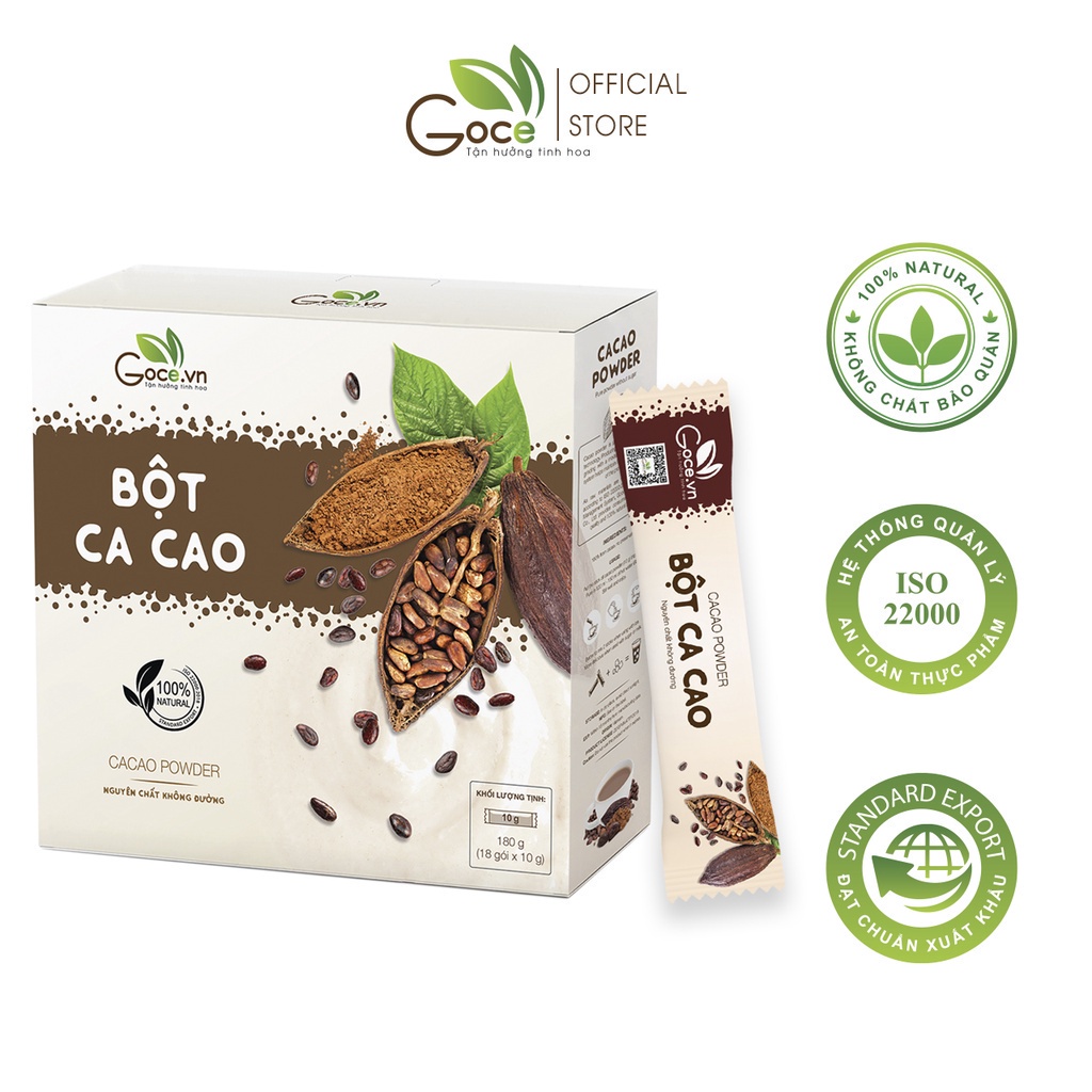 Bột ca cao nguyên chất Goce 180g (18 gói x 10g)