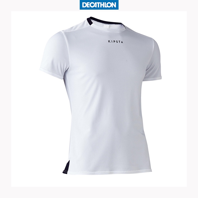 Áo thun đá bóng f100 cho người lớn màu trắng DECATHLON kipsta mã 8406667