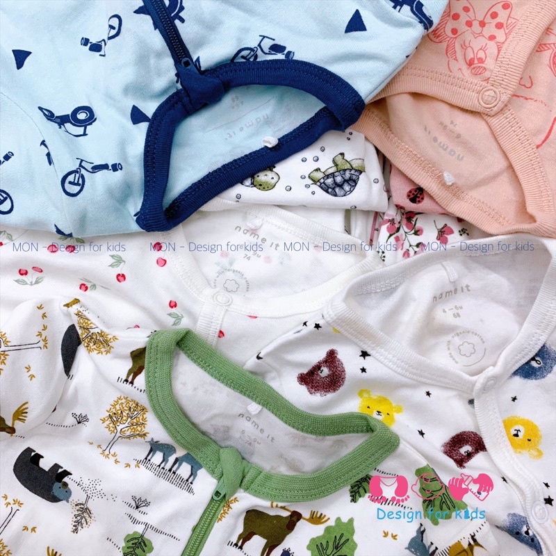 (Chọn mẫu) (Size 2-3 tuổi) Sleepsuit bộ body dài tay liền tất hàng xuất Name.it, Mother.care, Trois moutons cho bé