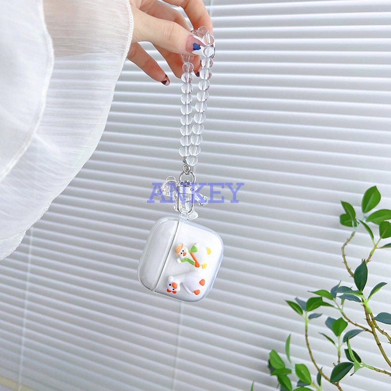 SoundPEATS Air 3 TrueAir 2 / 2+ Cover Rabbit Lovely Transparent Earphone Silicone Case Earbuds Waterproof Shockproof Soft Protective Headphone Cover Headset Skin with Hook