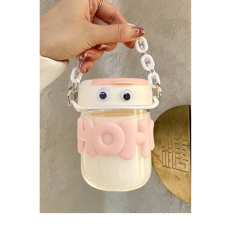 Cốc Thủy Tinh Chịu Nhiệt Cao Có Nắp Đậy Và Ống Hút Dành Cho Nữ