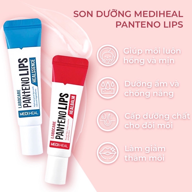 Son Dưỡng MEDIHEAL Labocare Pantenolips Healssence & HealBlam Ngừa Thâm Môi Ngày & Đêm 10ml