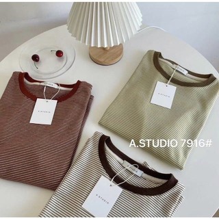 Áo phông kẻ ngang chất thun chất xốp dáng basic tone Hàn