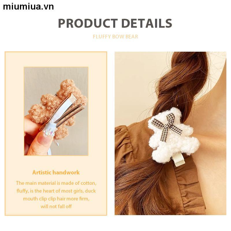 miumiuaKẹp Tóc Đính Nơ Màu Cà Phê Phong Cách Hàn Quốc Dễ Thương Cho Nữ