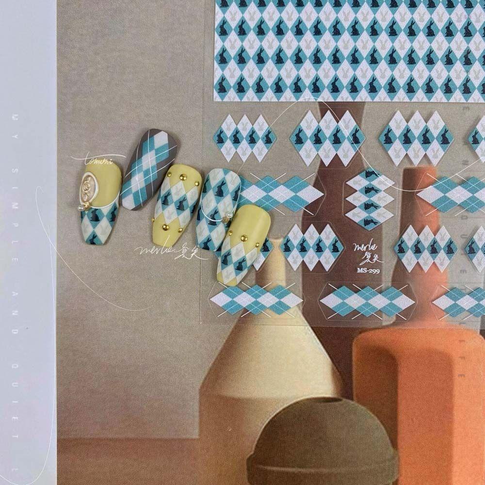 LOMBARD Miếng Dán Trang Trí Móng Tay Họa Tiết Hình Thoi / Chữ Tiếng Anh Thời Trang Cho Nữ