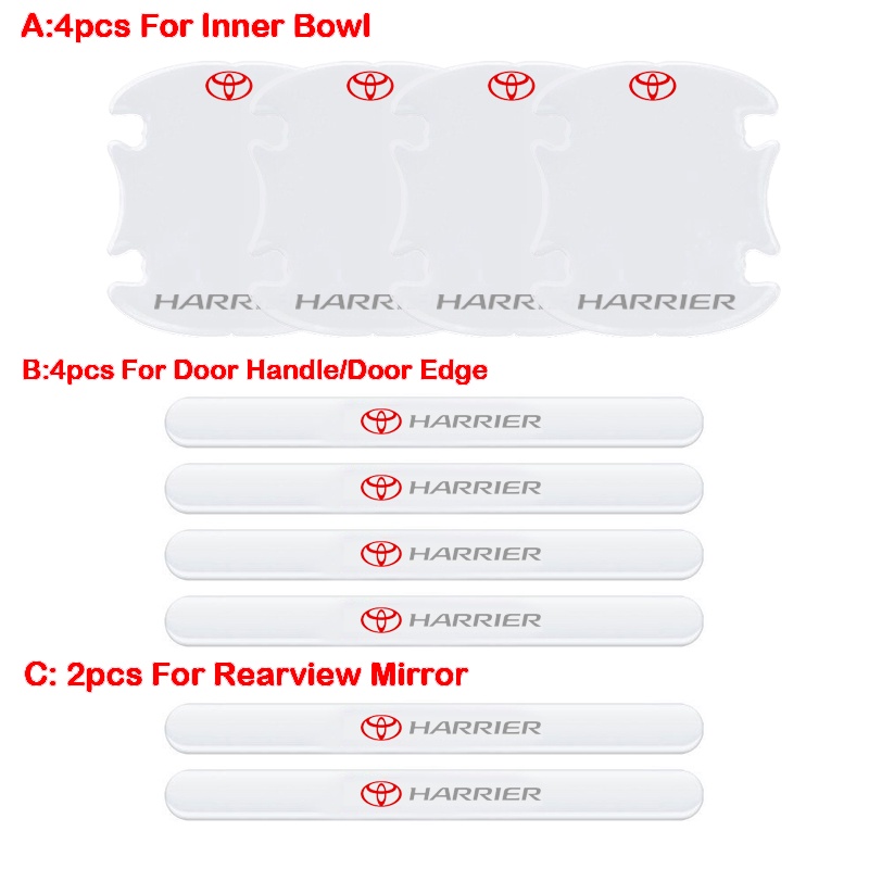 Miếng Dán Bảo Vệ Tay Nắm Cửa Trong Suốt Chống Trầy Xước Cho Xe Hơi Toyota Harrier XU60 XU82