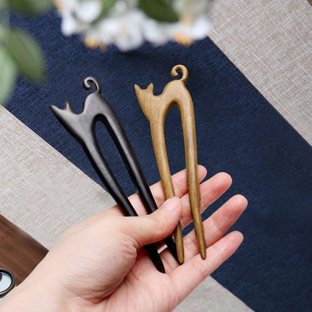 Trâm Cài Tóc Bằng Gỗ Đàn Hương Màu Đen Phong Cách Trung Hoa Cổ Điển