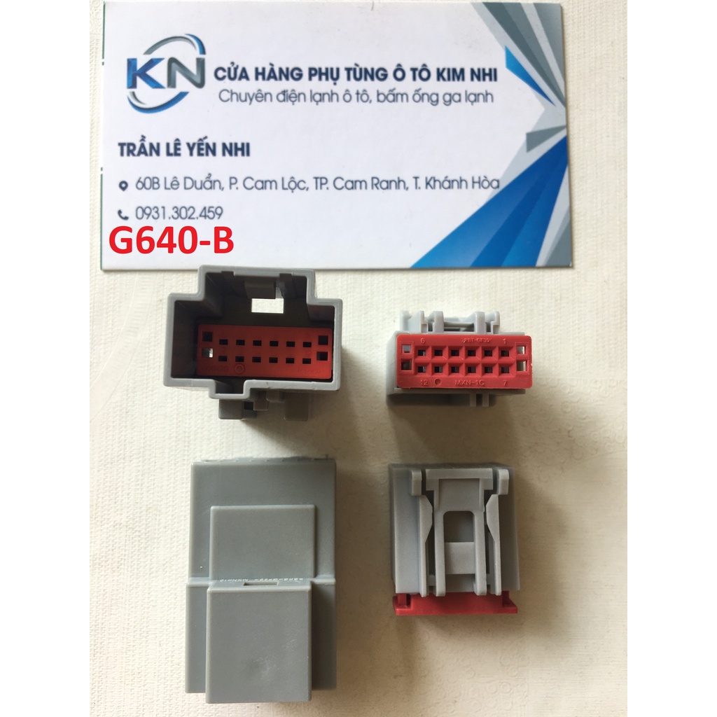 G640-Giắc cắm Đầu nối dây điện ô tô 12 lỗ màu xám 1mm chặn bên