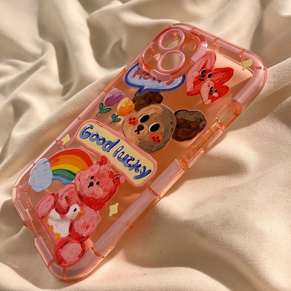 Ốp Điện Thoại TPU Mềm Hình Gấu Dạ Quang Chống Dấu Vân Tay Chống Rơi Cho IPhone 14 11 13 12 Pro Max