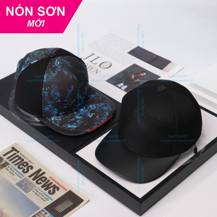 1 Cặp 2 Nón Sơn Snapback Xanh Loang Và Đen Chóp Khiên Chính Hãng Hàng Chuẩn Tem 7 Màu Cao Cấp Mới / Nón Kết Sơn