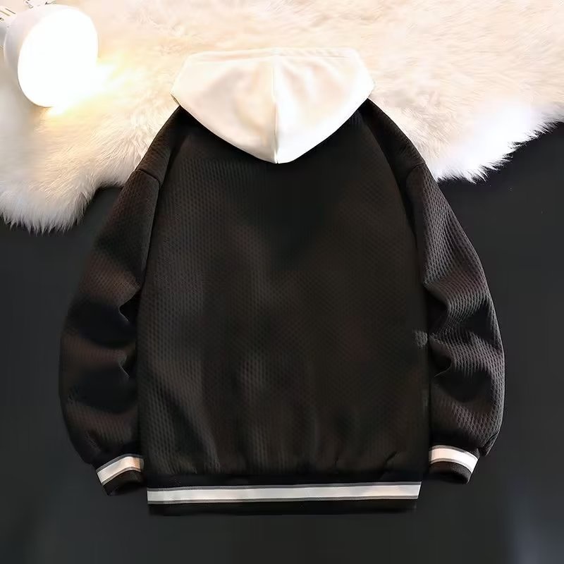 Áo Khoác Bóng Chày Ngắn Giả Hai Lớp Có Mũ Trùm Dáng Rộng Thời Trang Xuân Thu Hàng Mới Dành Cho Cặp Đôi