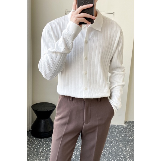 Áo Khoác Cardigan Dệt Kim Mỏng Nhẹ Cổ Bẻ Thời Trang Mùa Thu Sang Trọng Cho Nam 1 / 24