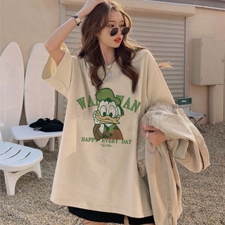 Áo thun NRVP 100% cotton tay ngắn dáng suông in họa tiết hoạt hình phong cách Hàn Quốc thời trang unisex size 3XL