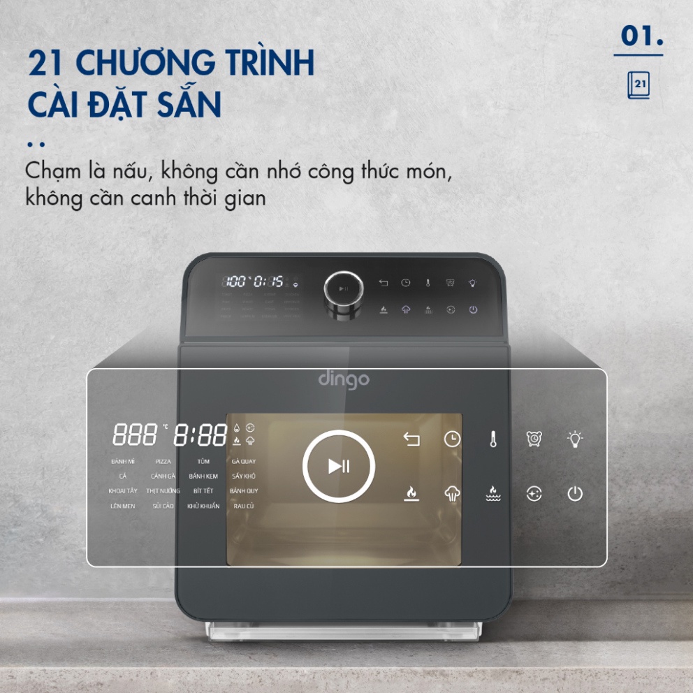 Nồi Chiên Hơi Nước DINGO DSF16 - Công Nghệ Mới Hấp Chiên Kết Hợp - Dung Tích 16L - Hàng Chính Hãng - Bảo Hành 24 Tháng