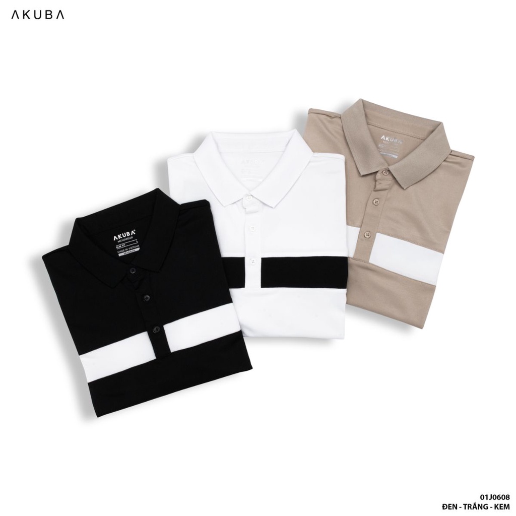 Áo polo nam vải cá sấu cotton AKUBA form slimfit, chất liệu thoáng mát, mềm mại, thấm hút mồ hôi tốt |01J0608