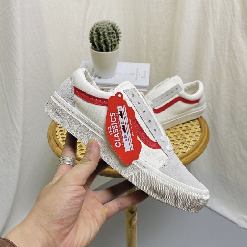 Giày 𝐕𝐀𝐍𝐒 Sọc  Đỏ R1:1 nam nữ  Giày sneaker hot nhất 2024