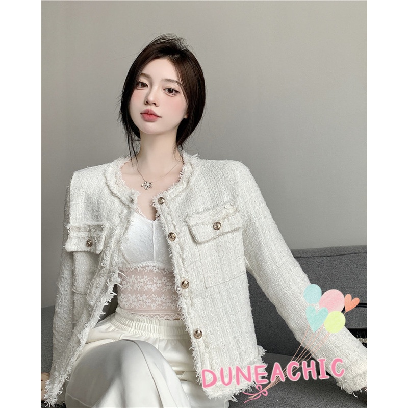 DUNEA Áo Khoác Tweed Dài Tay Thời Trang Gợi Cảm Dành Cho Nữ