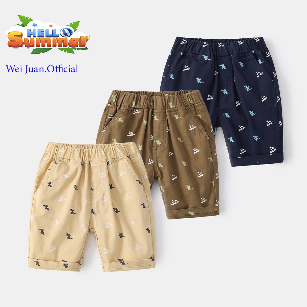 Quần Kaki bé trai WELLKIDS quần short cho bé in hình khủng long hàng xuất Âu Mỹ QATE 529
