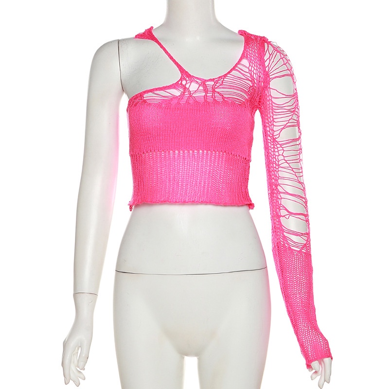 DUNEA Áo Dệt Kim Tay Dài Thiết Kế Lệch Tà Thời Trang Quyến Rũ Cho Nữ