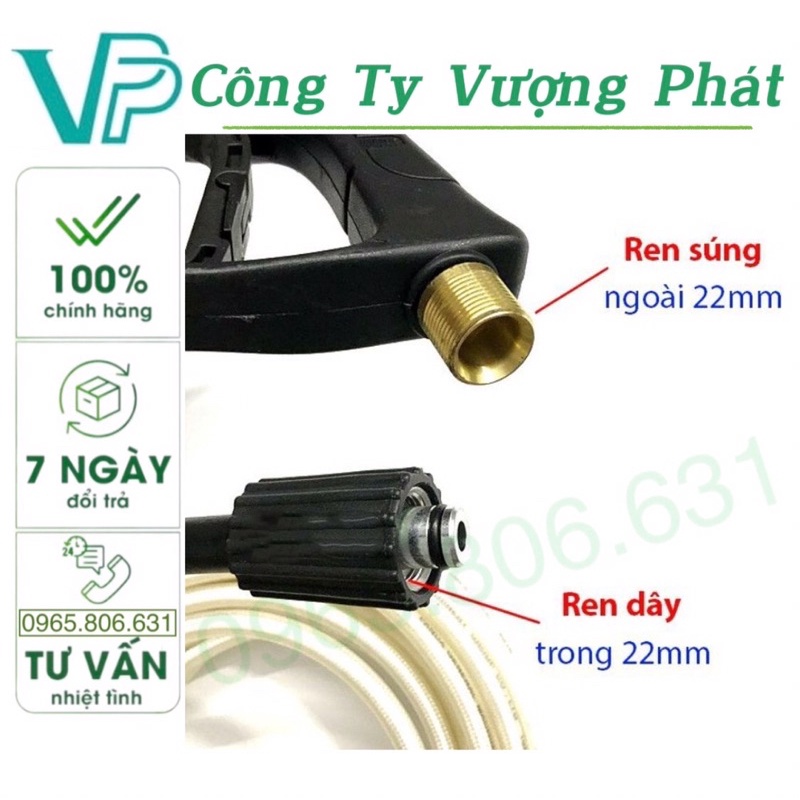 Bộ 10M - 15M - 20M - 30M dây rửa xe và súng xịt cò đỏ + súng rửa xe áp lực cao ren 22mm