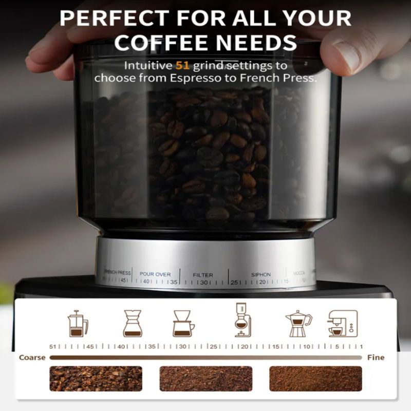 Máy xay hạt cà phê Espresso cao cấp Shardor BD-CG018 Dung tích ngăn chứa hạt 350g hàng chính hãng