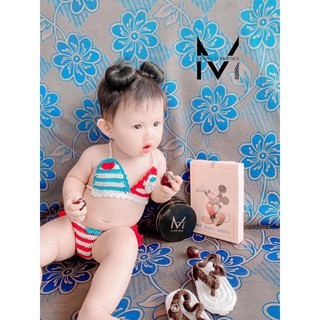 (hàng sẵn ) Đồ bơi-bikini len xinh cho bé gái