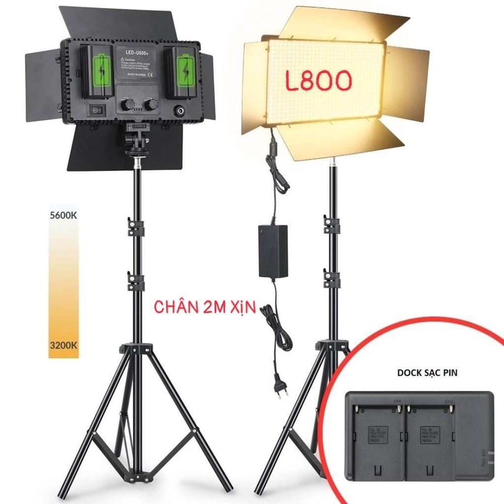 Đèn led studio L800 50W hỗ trợ chiếu sáng cho quay phim, chụp ảnh sản phẩm chuyên dụng điều chỉnh ánh sang 3200k -5600k,