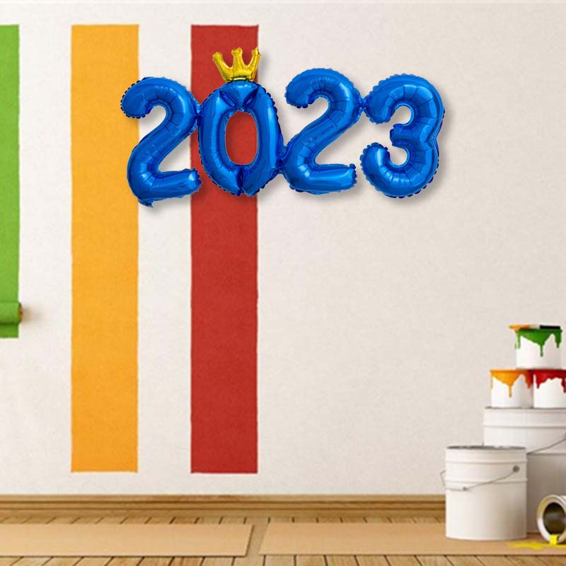 2023 Bóng bay năm mới hạnh phúc Lá nhôm Số bóng bay trang trí tại nhà cho các trang trí tiệc mừng Giáng sinh năm mới