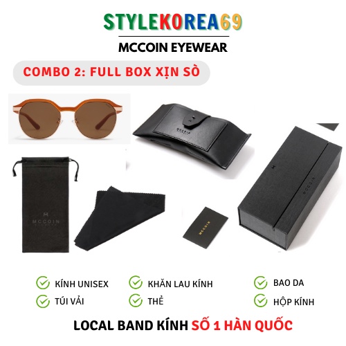 Kính mắt MCCOIN Muggle 03 Brown, mẫu hot trend cá tính, kính râm Muggle 03 chống UV, chống ánh sáng xanh