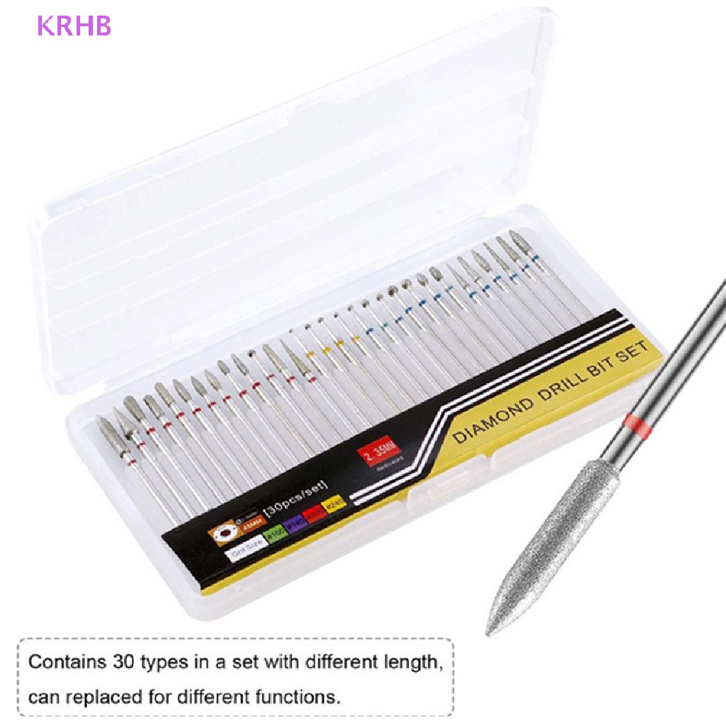 Set 30 Mũi Khoan Móng Tay Kim Cương 3 / 32 '' Mới