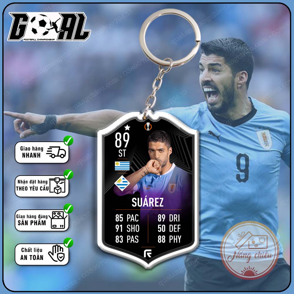 Móc khóa cầu thủ Luis Suárez thiết kế hiện đại-thẻ bóng đá icon legend chất lượng cao cấp mới nhất 2023 [5313-5324]