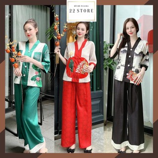 Pijama lam nút bọc lụa xước 2ce cao cấp , lụa xước in 5d, đồ bộ pijama 40-60kg ,đồ ngủ hiện đại, 22 store
