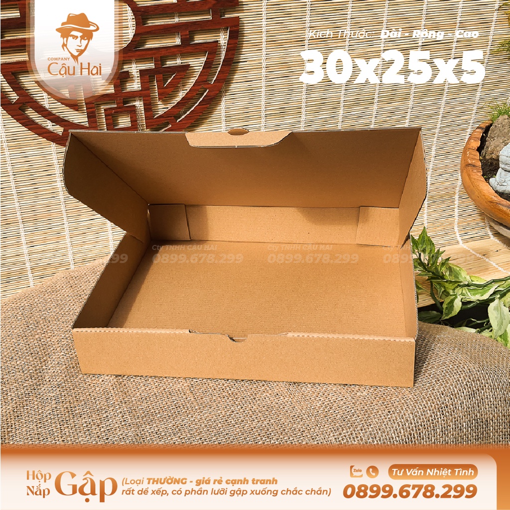 Set 50 hộp carton nắp GẬP 30x25x5