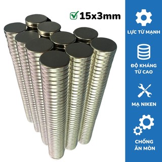 Nam châm đất hiếm kích thước 15x3mm, nam châm có lực từ N35 hút siêu mạnh