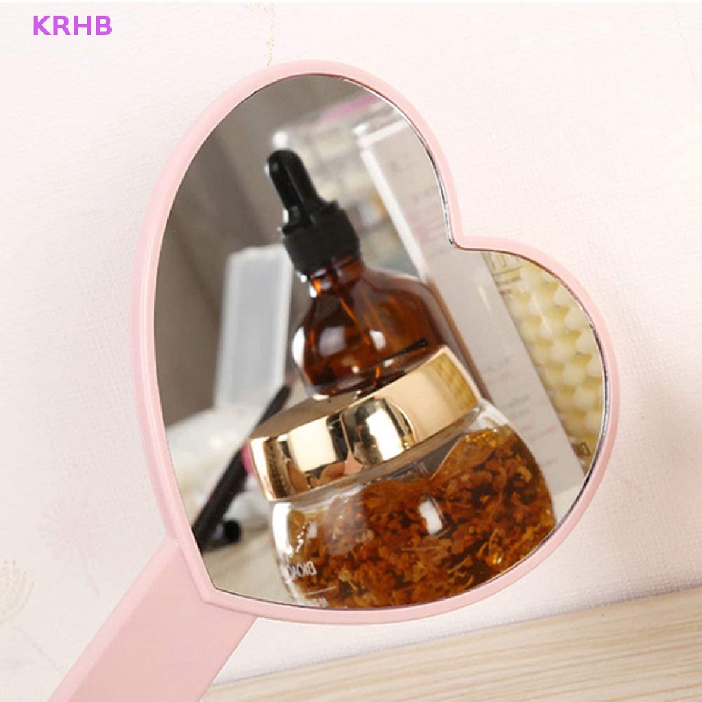 1 Gương Trang Điểm Cầm Tay Hình Trái Tim KRHB Kèm Tay Cầm Mới