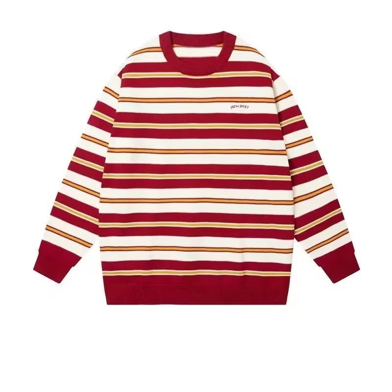 Áo Sweater Dệt Kim Kẻ Sọc Màu Sắc Tương Phản Thời Trang Mùa Đông Cho Nam Giới