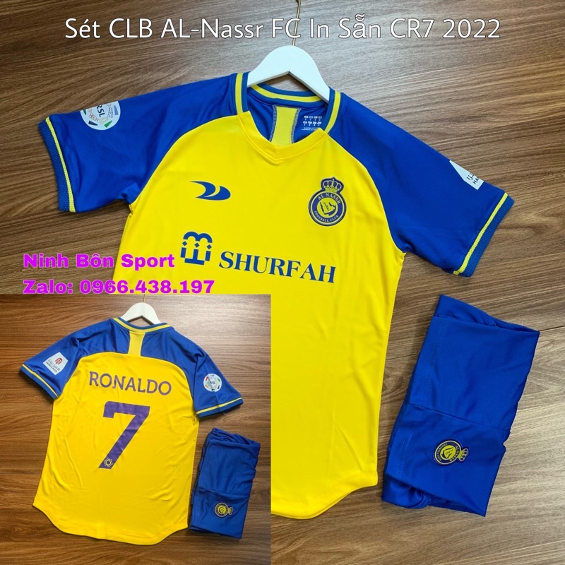 Sét Quần Áo Bóng Đá CLB AL-Nassr FC CR7 2022 - Vải Gai Mịn Cao Cấp