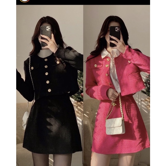 SET DẠ TWEED CÚC ĐỒNG TÚI HỘP KÈM CHÂN VÁY SDTCDT
