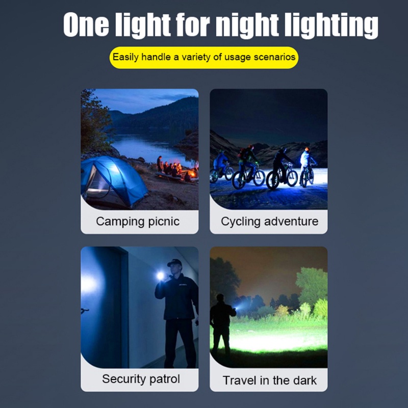 Đèn Pin LED COB Khẩn Cấp 3 Chế Độ Chất Lượng Cao Chống Thấm Nước Bằng ABS Có Thể Sạc Lại Bằng Cổng USB