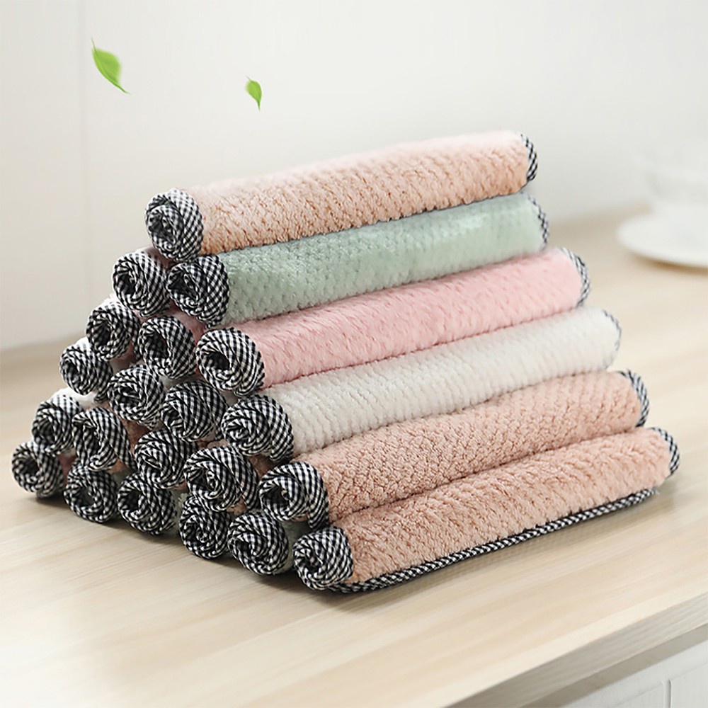 Khăn Lau Tay Viền Đan T5 25X26Cm - Lau Bát Chén Đĩa Nhà Bếp Dày Dặn Đa Năng - Sợi Cotton Thấm Hút Nước