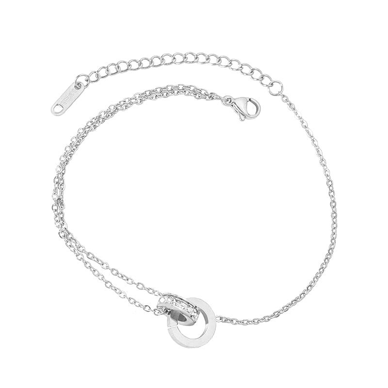 Lắc Chân Bằng Thép Titan Đính Kim Cương Giả Màu Vàng Hồng Bán Chạy Không Phai Phong Cách La Mã BCD8