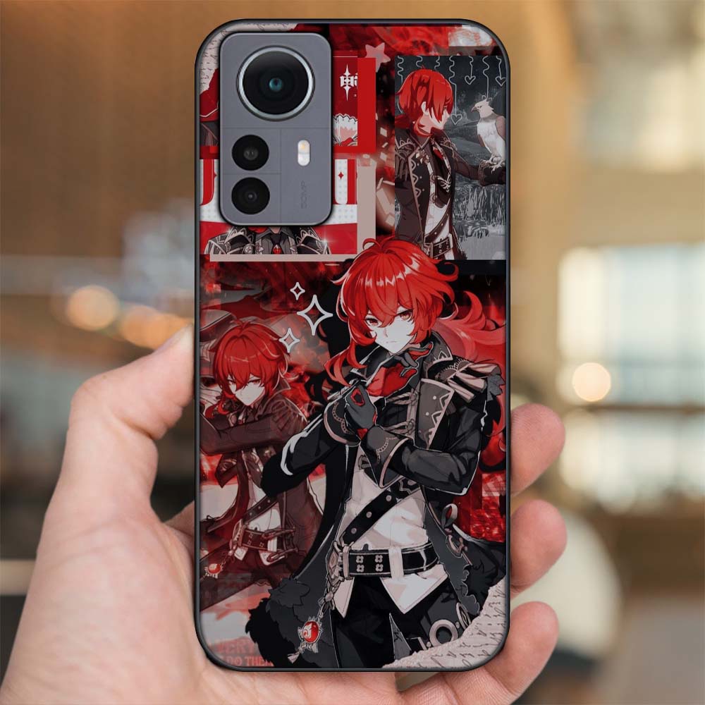 Ốp lưng Xiaomi 12 Pro 5G viền đen in hình Diluc Genshin Impact