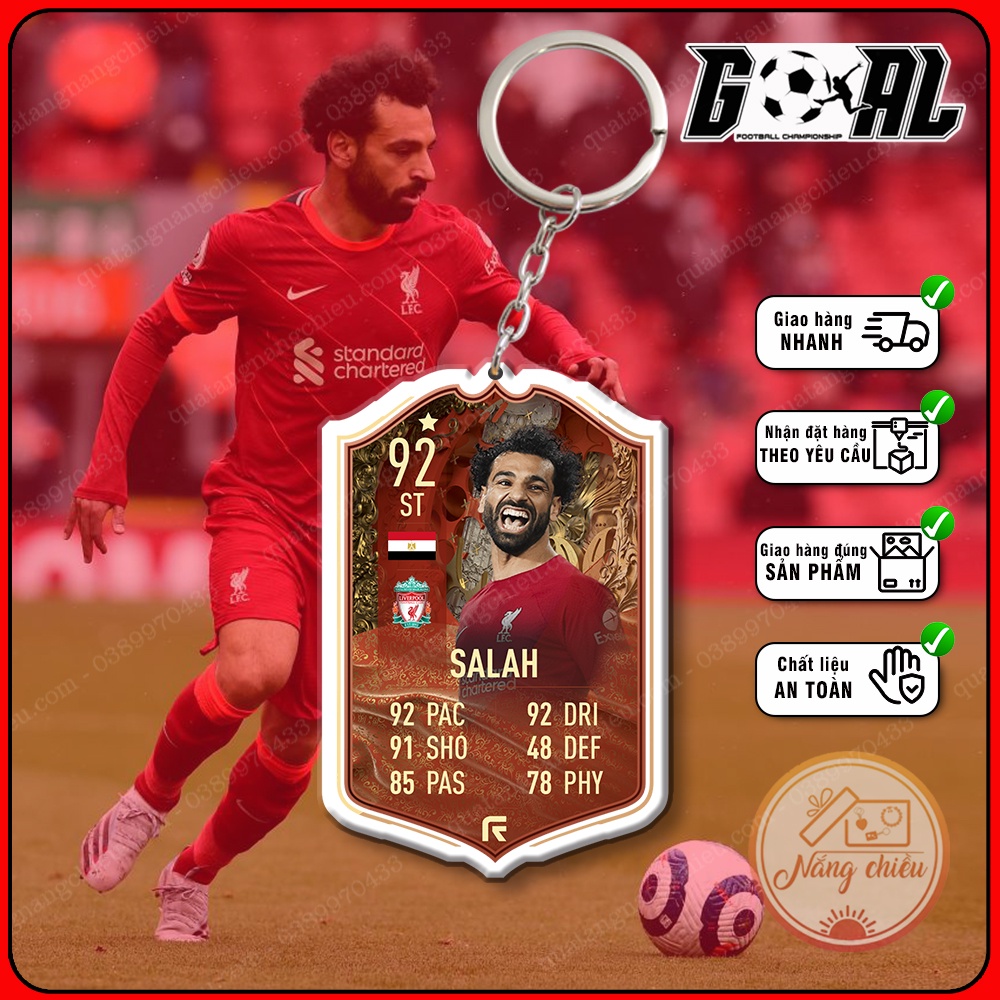 Móc khóa cầu thủ cao cấp Mohamed Salah-phụ kiện treo balo thẻ bóng đá đẹp yêu thích nhất 2023-CLB Liverpool[4325-4336]
