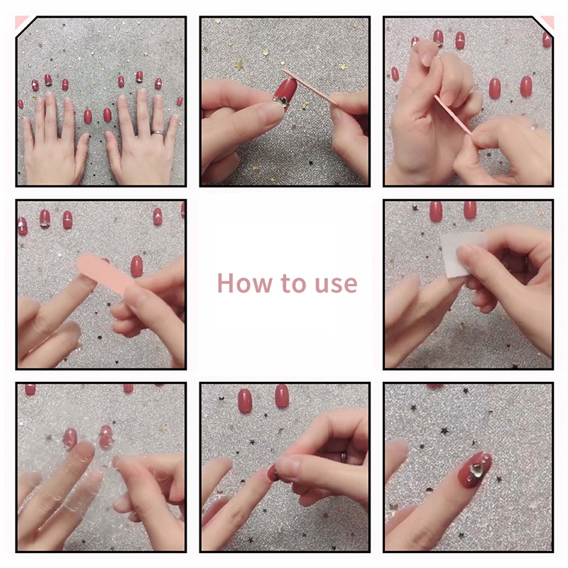 Set 24 Miếng Dán Trang Trí Móng Tay Hình Bánh Gấu Dễ Thương